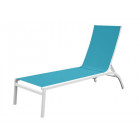 Bain de soleil multipositions en aluminium et polyester bleu l.199 cm sunny