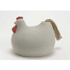 Poule deco en pierre et corde grand modèle