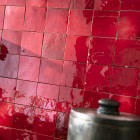 Zellige carrelage marocain - rouge pétillant 5x5 cm (vendu par plaque de 30x30 cm)