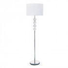 Lampadaire, en chrome et verre avec abat-jour blanc