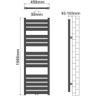 Radiateur sèche-serviettes salle de bain montage mural 150 x 45 cm