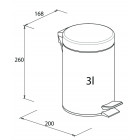 Poubelle à pédale acier inoxydable ronde chromé 3 litres fermeture douc et silencieuse grâce à la fermeture automatique soft-close seau intérieur en plastique amovible poignée extérieur