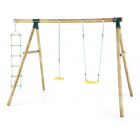 Portique en bois avec balançoires et échelle