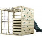 Cube d'activités complet avec agrès mur d'escalade et toboggan