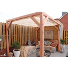 Pergola autoportante bois douglas toile crème porcelaine 3 x 2,9 m