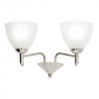Applique neeson, nickel satiné et verre albâtre, 2 ampoules