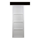 Porte coulissante modèle tamera 4panneaux blanc h204 x l.83 avec rail aluminium bandeau noir + 2 coquilles - gd menuiseries