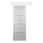 Porte coulissante modèle tamera 4panneaux blanc h204 x l.83 avec rail aluminium bandeau blanc - gd menuiseries