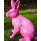 Lièvre assis coloré en résine 58 cm