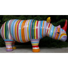 Rhinocéros design zébré de couleur en résine