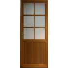 Porte de service bois vitrée naxos, h.200xl.90  p. Droit + poignée et barillet (ref 010403fp)  cotes tableau gd menuiseries