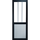 Porte coulissante atelier noir et panneaux blanc vitrée h204 x l83 et 2 coquilles gd menuiseries