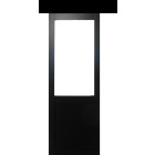Porte coulissant atelier noir h204 x l93 sans meneau + rail alu bandeau noir et 2 coquilles gd menuiseries
