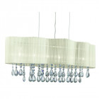 Suspension 6 ampoules pleated en chrome et cristal, avec abat-jour crème