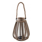 Lanterne de jardin en bois vieilli et verre