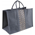 Sac à bûches gris en jute plastifiée elegance