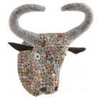 Tête de taureau murale en papier recyclé