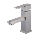 Robinet de lave-mains nickel brossé classique aux lignes rectilignes bec longueur moyenne et droit