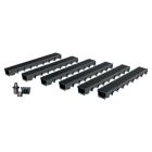 Pack de 6 caniveaux extérieurs avec grille à fentes longitudinales en plastique recyclé noir meapark - largeur utile 10cm – passage piéton