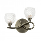 Applique boyer, laiton antique et verre, droite, 2 ampoules