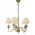 Suspension fitzroy, laiton, bougies couleur ivoire, 5 abat-jours beiges