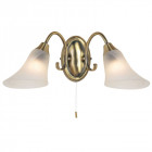 Applique hardwick, laiton antique et verre, 2 ampoules