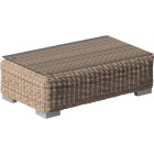 Table basse en résine tressée et verre rattan