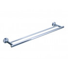 Porte serviette double fixe en laiton chromé serie miami à fixer ou à coller