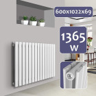 Radiateur chauffage centrale pour salle de bain salon cuisine couloir chambre à coucher panneau double 60 x 102,2 cm blanc