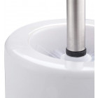 Porte brosse wc céramique avec brosse et tête changeable poignée en métal rond blanc 