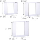 Set de 3 étagères tablettes flottantes carré transparent 