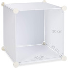 Étagère rangement 16 casiers portes modulable assemblage plug in bibliothèque plastique 127 cm blanc 
