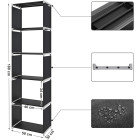 Étagère de rangement bibliothèque à 5 niveaux charge par étagère de 5 kg 50 x 30 x 180 cm noir 