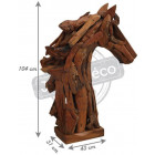 Tête de cheval en teck recyclé