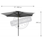Parasol en aluminium 300 cm avec manivelle kori
