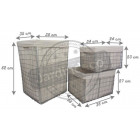 Panier à linge et corbeilles en métal argenté