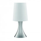 Lampe de table touch lamps 30 cm, en argent satiné, abat-jour blanc