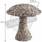 Champignon décoratif en osier gris et bois