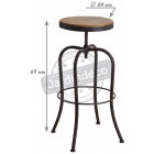 Tabouret haut pivotant en métal et bois