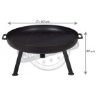 Brasero rond en acier peint 3 pieds fins 60 cm