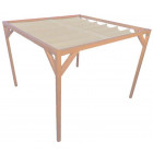 Pergola autoportante bois douglas toile crème porcelaine 3 x 2,9 m