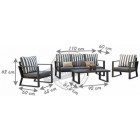 Salon de jardin en aluminium gris noir boli