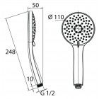 Douchette chromé ø 110 mm 5 jets différents