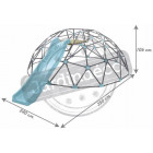Dôme d'escalade en métal et bois avec toboggan toboggan double-vague