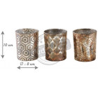 Photophore en verre antique à motifs (lot de 3)