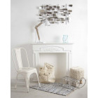 Lampe de bureau en métal blanc et bois