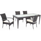 Table de jardin en polyrésine noire et verre