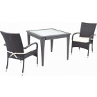 Table de jardin carrée en polyrésine et verre