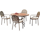Salon de jardin table ronde et fauteuils 4 places
