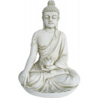 Statue boudhha avec fleur de lotus en pierre reconstituée